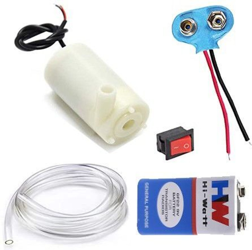 TZZOT Science Project Kit Dc Mini Water Pump With Pipe / 9v Battery for Students /Kids Educational Electronic Hobby Kit