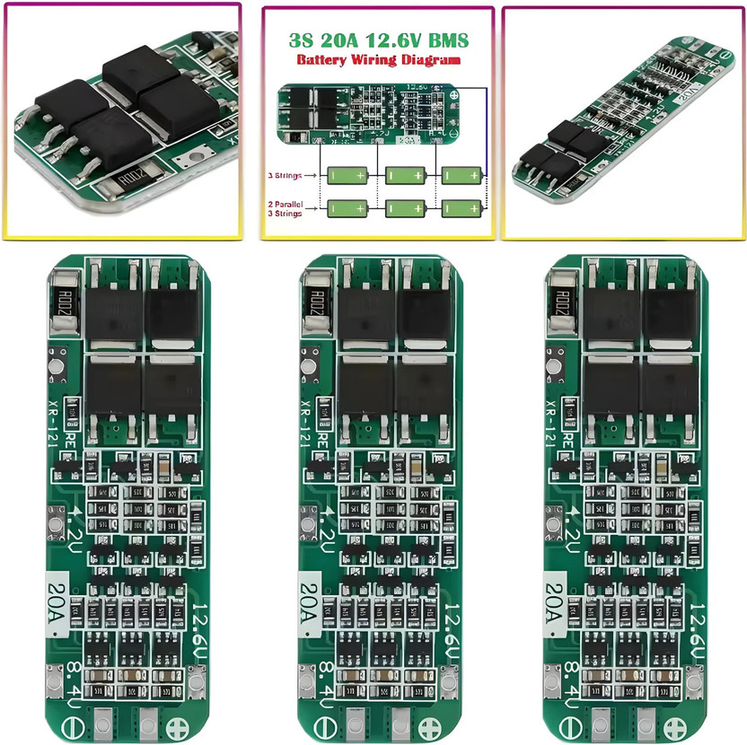 Electrical Bro ElectricalBro Pack of 3 3S 20A BMS Protection Board 18650 Lithium Battery Module Electronic Components Electronic Hobby Kit