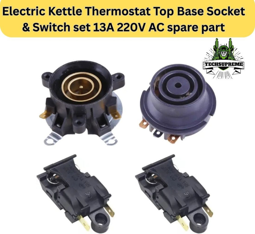 TechSupreme Electric Kettle Thermostat Top Base Socket & Switch set 13A 220V Spare part A9 Electronic Components Electronic Hobby Kit