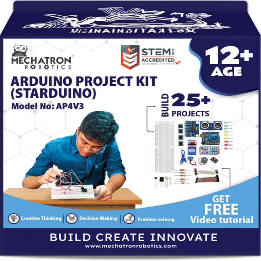 Mechatron Mechatron Robotics 25+ Arduino Starter Project Kit (AP4V3) for Age 10+ with FREE Course worth ?6000 Educational Electronic Hobby Kit - Flipkart Deal