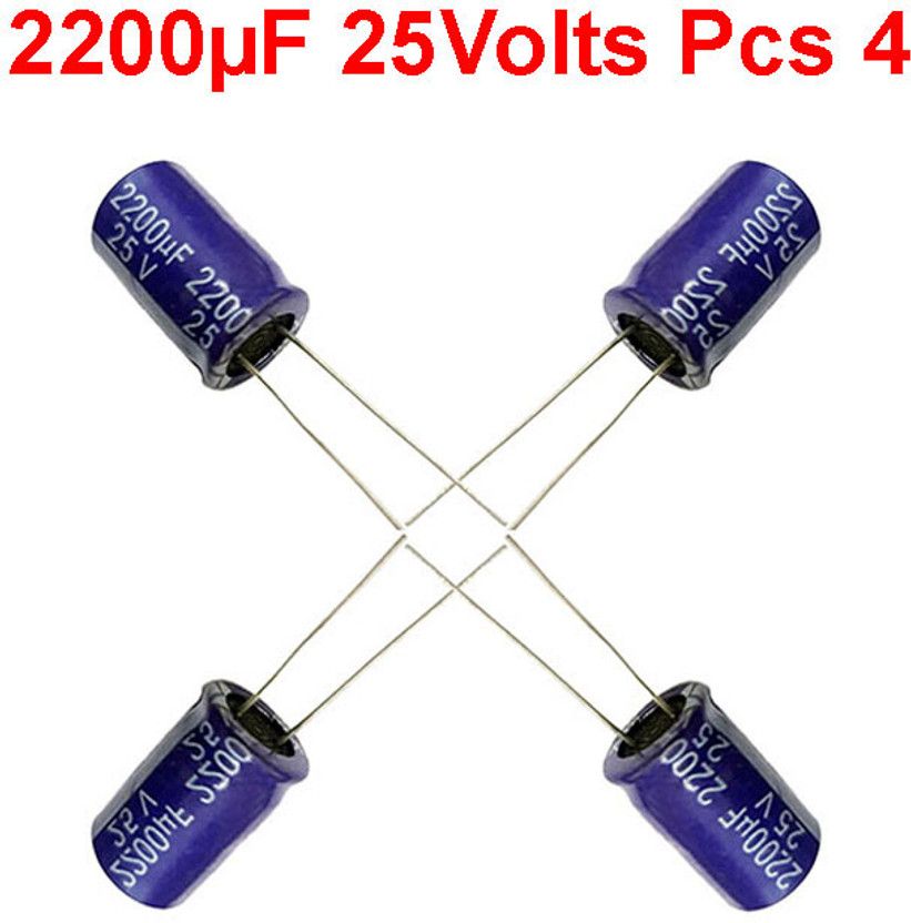 ELPH 4 Pcs 2200uf 25V Electrolytic Capacitor 2200 Micro Farad 25 Volt Condenser Electrolytic Capacitor(Pack of 1)