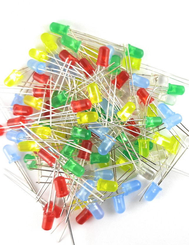 SAMAES 50 Pics 5mm LED Red, Green, Blue, Yellow, White, 10 pics Each Led Light Electronic Hobby Kit