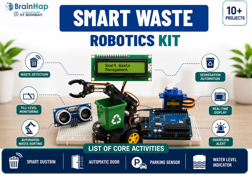 Brainhap Brainhap Smart Waste Robotics Kit | Arduino STEM DIY Learning Kit | 10+ Projects Educational Electronic Hobby Kit - Flipkart Deal
