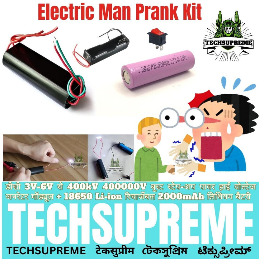 TechSupreme DC 3.7-7.4V To 400KV High Voltage Generator Electric Man Prank Kit A1 Electronic Components Electronic Hobby Kit