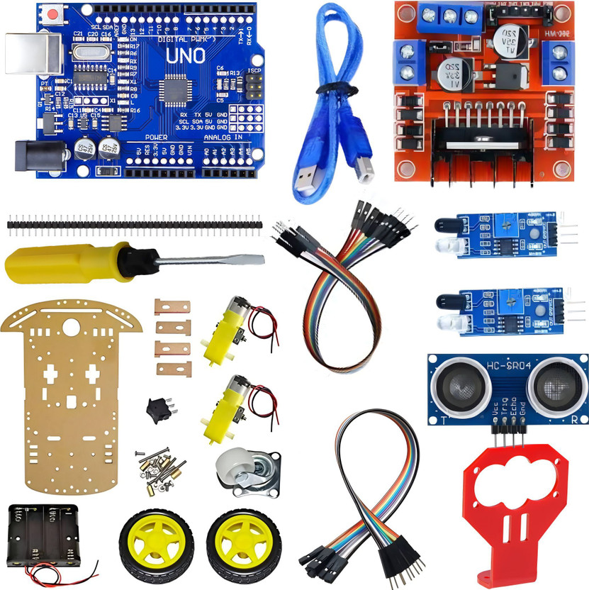 ROBO 4-in-ONE KIT | Line & Human Follower || Obstacle & Edge Avoiding Robot Kit | Educational Electronic Hobby Kit