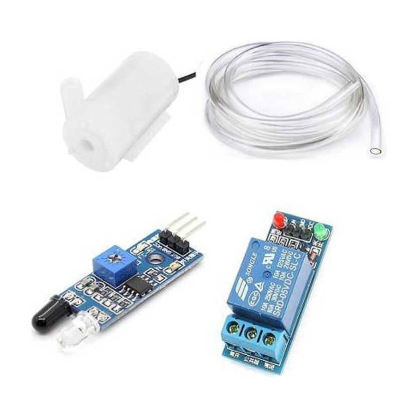 Technical hut Hand Sanitizer Dispenser Machine IR Sensor, Submersible Water Pump, 30 CM Pipe Relay Module Educational Electronic Hobby Kit