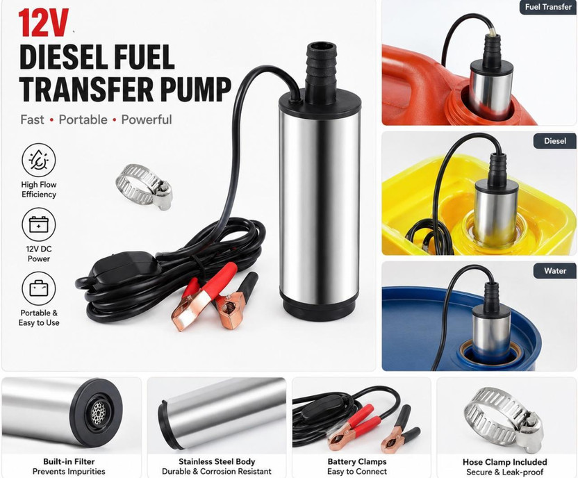 3REE SG 12V DC Portable Submersible Diesel Water Pump 60W Electronic Components Electronic Hobby Kit