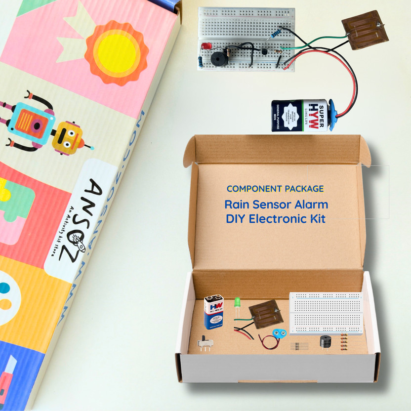 Ansoz Rain Detector Alarm System DIY Electronic Kit - Educational Project for Students Electronic Components Electronic Hobby Kit