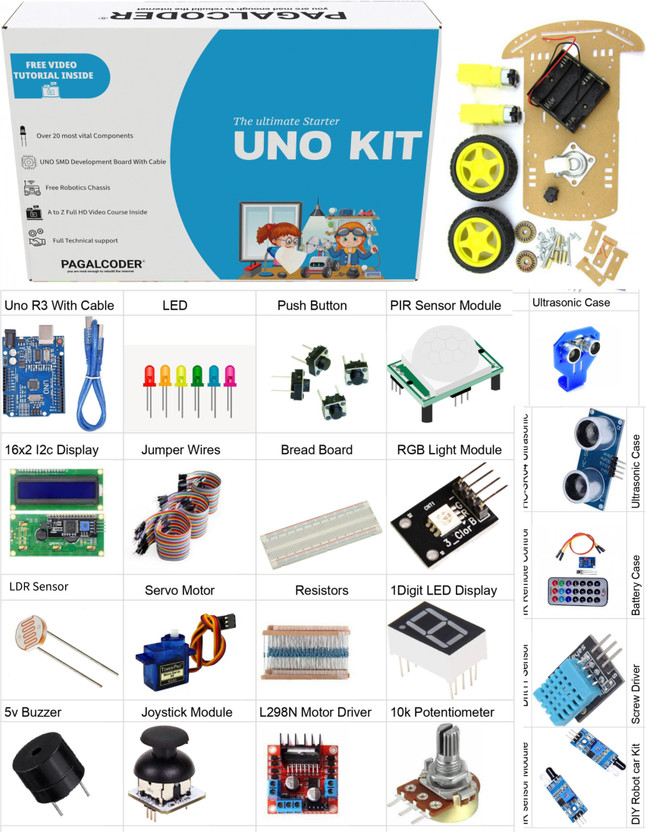 PAGALCODER The Ultimate Starter Kit for UNO R3 Development Board Electronic Components Electronic Hobby Kit