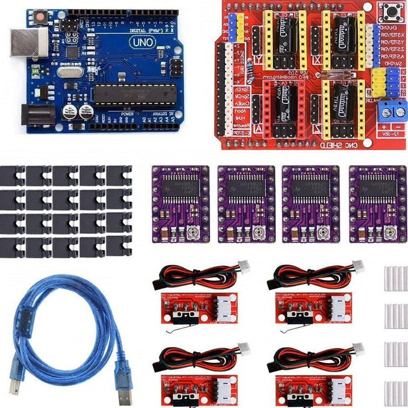 Electrobot Electrobot Professional 3D Printer CNC Kit for Arduino Uno R3 with CNC Shield V3 + Stepper Motor Driver + Mechanical Switch Endstop Electronic Components Electronic Hobby Kit - Flipkart Deal