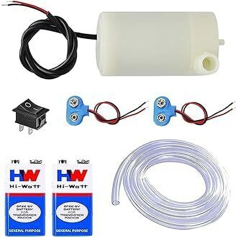 Testin Electronics DC 3-6V Single Nozzle Submersible Pump Mini Water Pump 9V Battery with Connector Educational Electronic Hobby Kit