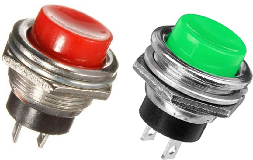 SYMFONIA 2Pin 3Amp Momentary RED GREEN Metal Panel Mount Push Button Switch Horn Switch Electronic Components Electronic Hobby Kit