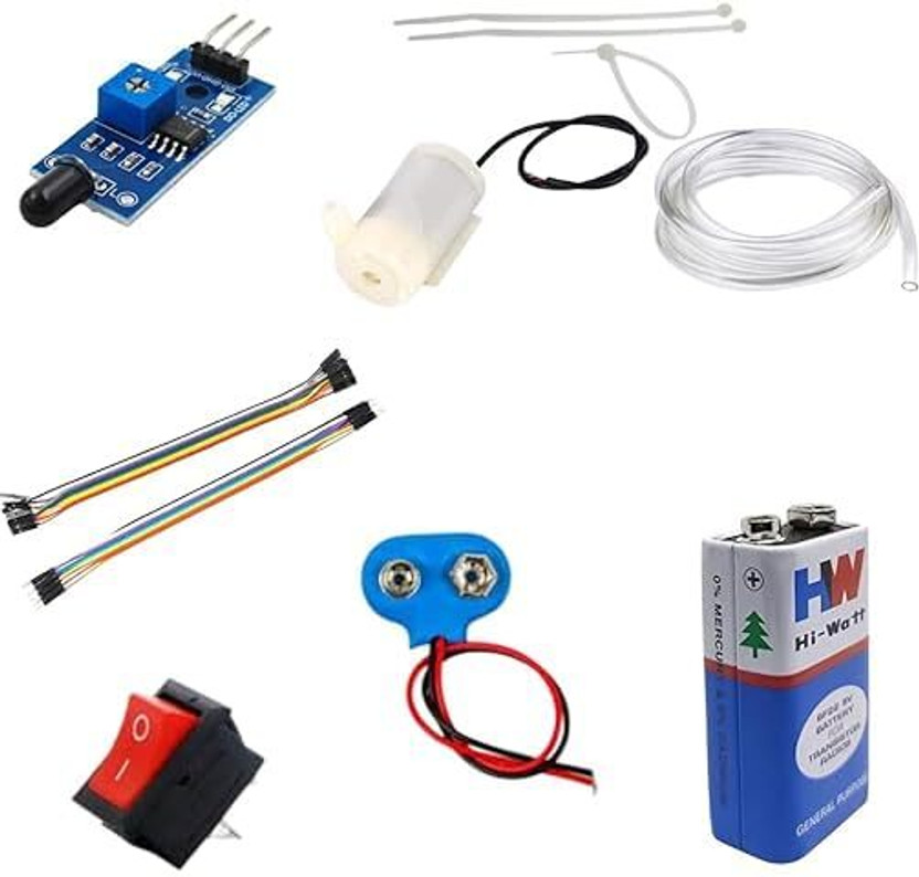 Testin Testin Electronics DIY Fire Detection Kit with Flame Sensor Pump Battery Wires Electronic Components Electronic Hobby Kit - Flipkart Deal