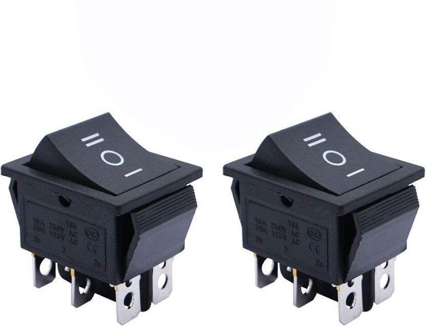 SYMFONIA Rocker Boat Switch, 2 Pcs DPDT 6 Pins heavy duty Rocker Power Switch Snap, AC 20A/250V 15A/125V, 3 Position ON/Off/ON Mini Boat Rocker Switch Toggle for Car Auto Boat Electronic Components Electronic Hobby Kit
