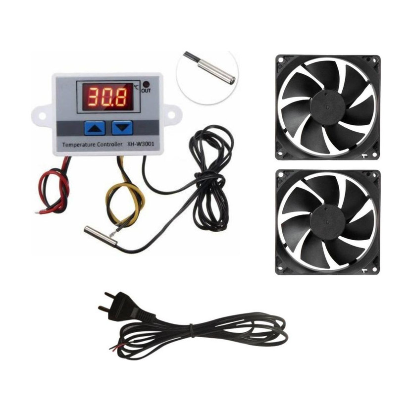 TechSupreme TechSupreme COMBO 1 W3001 2 3 Inch Cooling Fan 2 Pin AC Power Cord (Cable) 2 mtrs XH W3001 AC 220V 1500W DIGITAL MICROCOMPUTER THERMOSTAT SWITCH For Diy Incubator Temperature Sensor and Controller Electronic Hobby Kit - Flipkart Deal