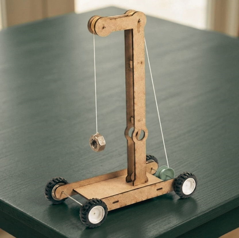 ERHIndia Wooden Gravity Powered Car Physics Science Project Kit Working Model for School Electronic Components Electronic Hobby Kit