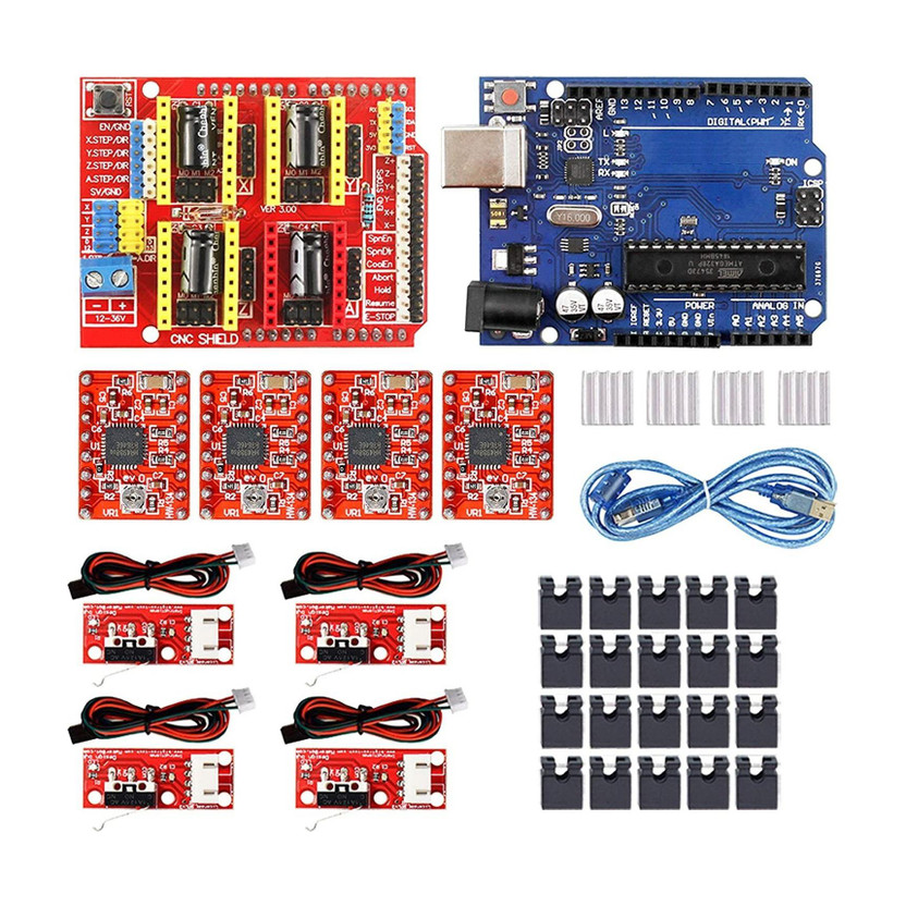 Electrobot Professional 3D Printer CNC Kit with CNC Shield V3.0, A4988 Stepper Motor Driver, Mechanical Switch Endstop with Jumper caps Educational Electronic Hobby Kit