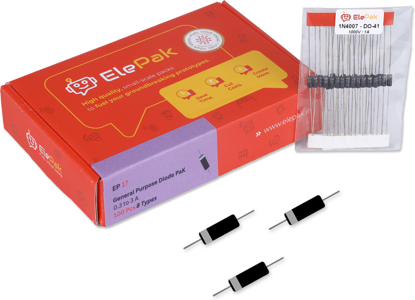 ElePak Rectifier Diode (100pcs) Forward Current 0.3 A – 3 A Electronic Components Electronic Hobby Kit