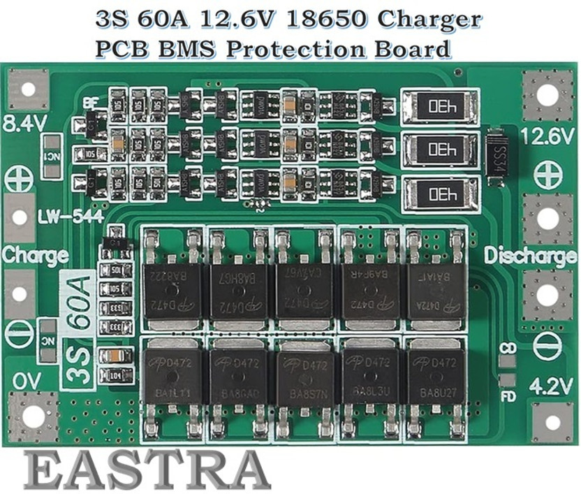 EASTRA PREMIUM QULITY 3S 60A 12.6V 18650 Charger PCB BMS Protection Board Electronic Components Electronic Hobby Kit