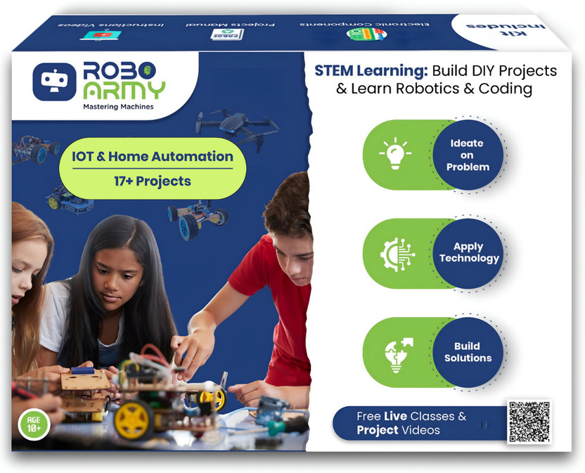 Roboarmy IoT & HomeAutomation Kit|17+ DIY Projects|Compatible with ESP32 - For Class 7-10 Educational Electronic Hobby Kit