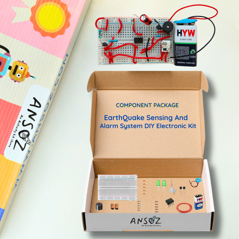Ansoz Earthquake Sensing & Alarm System DIY Electronic Kit Educational Electronic Hobby Kit