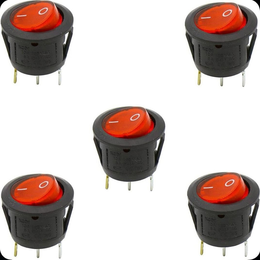 R&D A-"Round Rocket 3-Pin Switch - Stylish and Durable Electrical Switch Pack Of 5 Electronic Components Electronic Hobby Kit