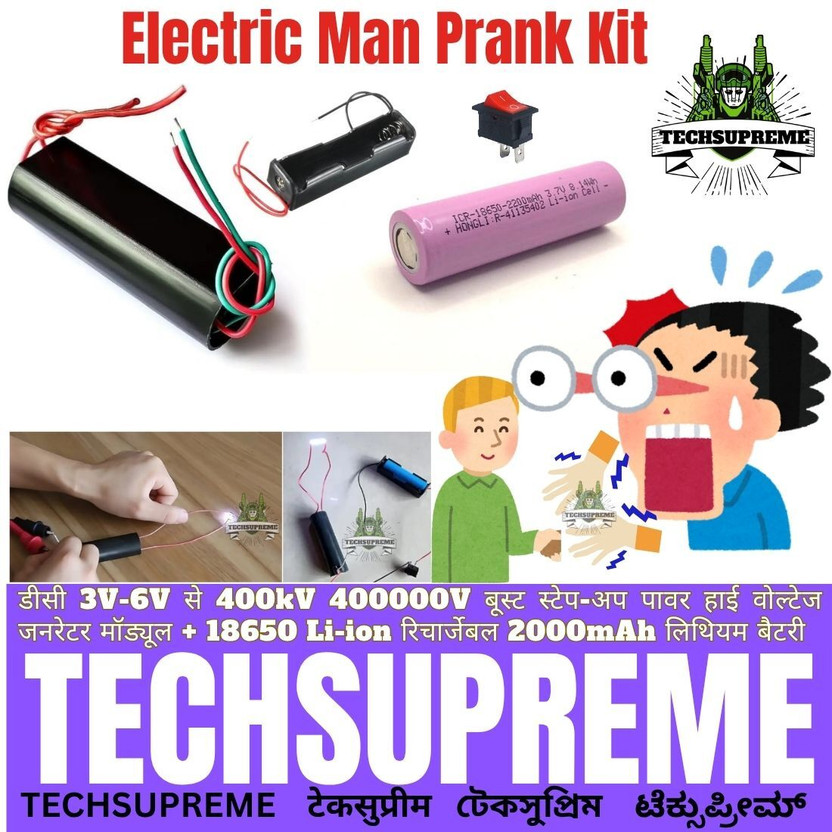 TechSupreme DC 3.7-7.4V To 400KV High Voltage Generator Electric Man Prank Kit A7 Electronic Components Electronic Hobby Kit