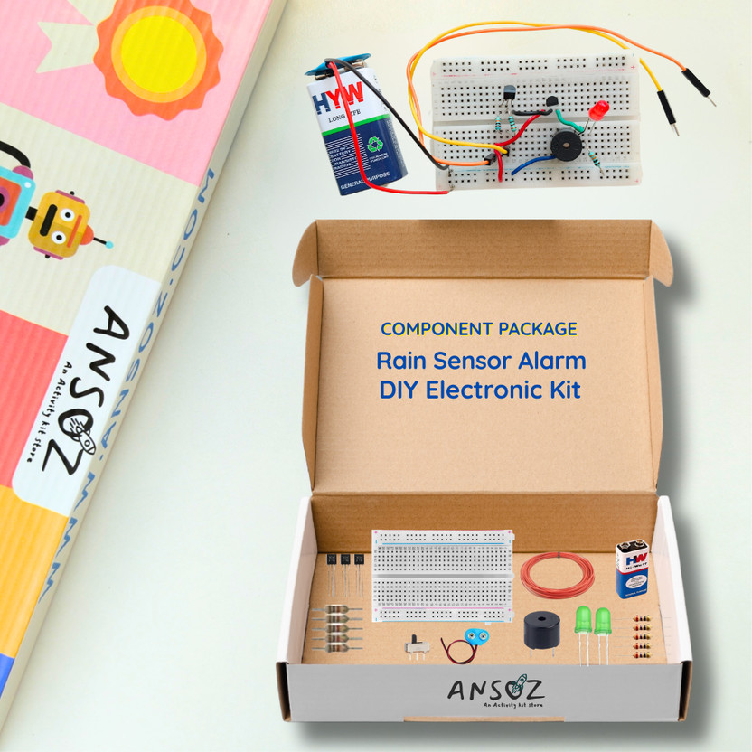 Ansoz Rain Detector Alarm System DIY Electronic Kit - Educational Project for Students Electronic Components Electronic Hobby Kit