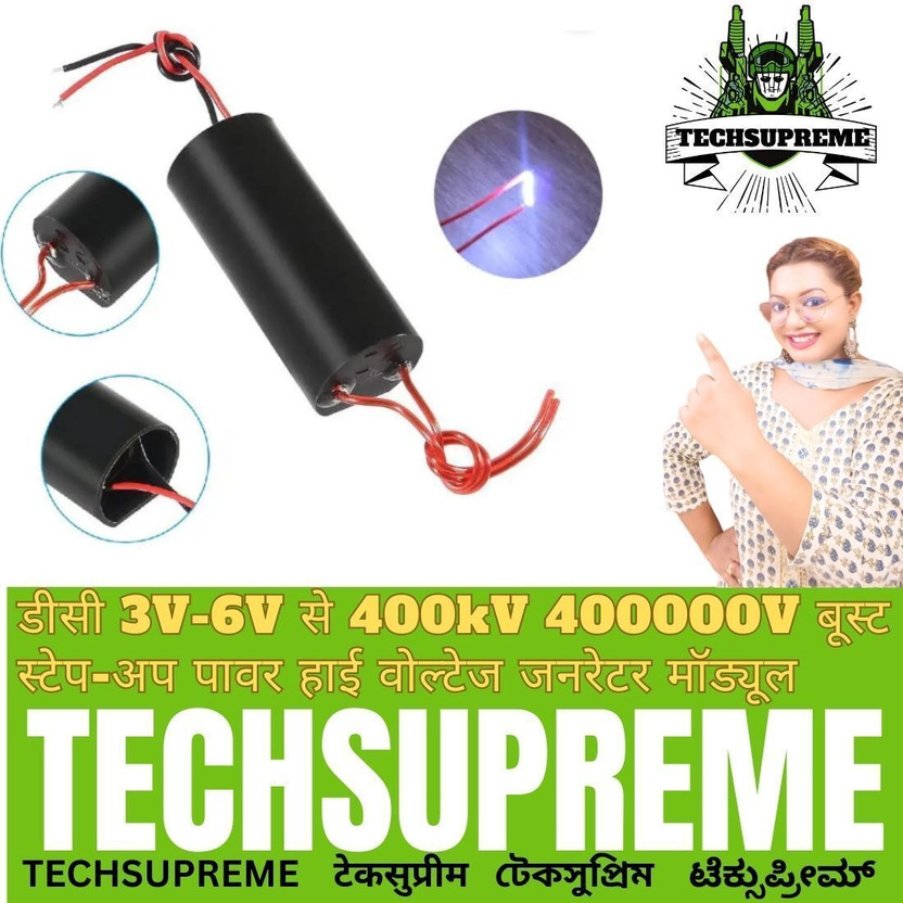 TechSupreme DC 3.7-7.4V To 400KV Boost Step Up Power Module High Voltage Generator A5 Electronic Components Electronic Hobby Kit