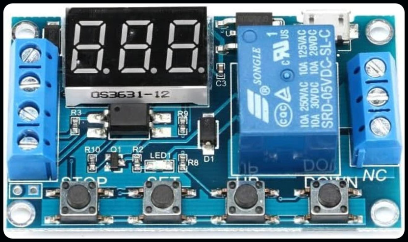 HouseOfCommon Switch Control Relay Cycle Timer Digit LED Display Micro USB-EHK1020 Electronic Components Electronic Hobby Kit