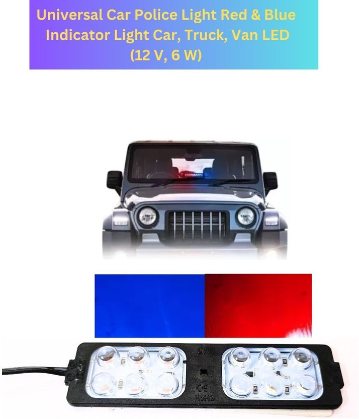 TechSupreme Universal Car Police Light Red & Blue Indicator Light Car, Truck LED 12 V 6 W Light Electronic Hobby Kit