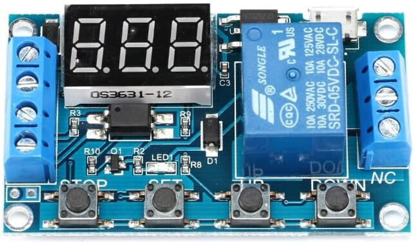 HouseOfCommon Switch Control Relay Cycle Timer Digit LED Display Micro USB Electronic Components Electronic Hobby Kit