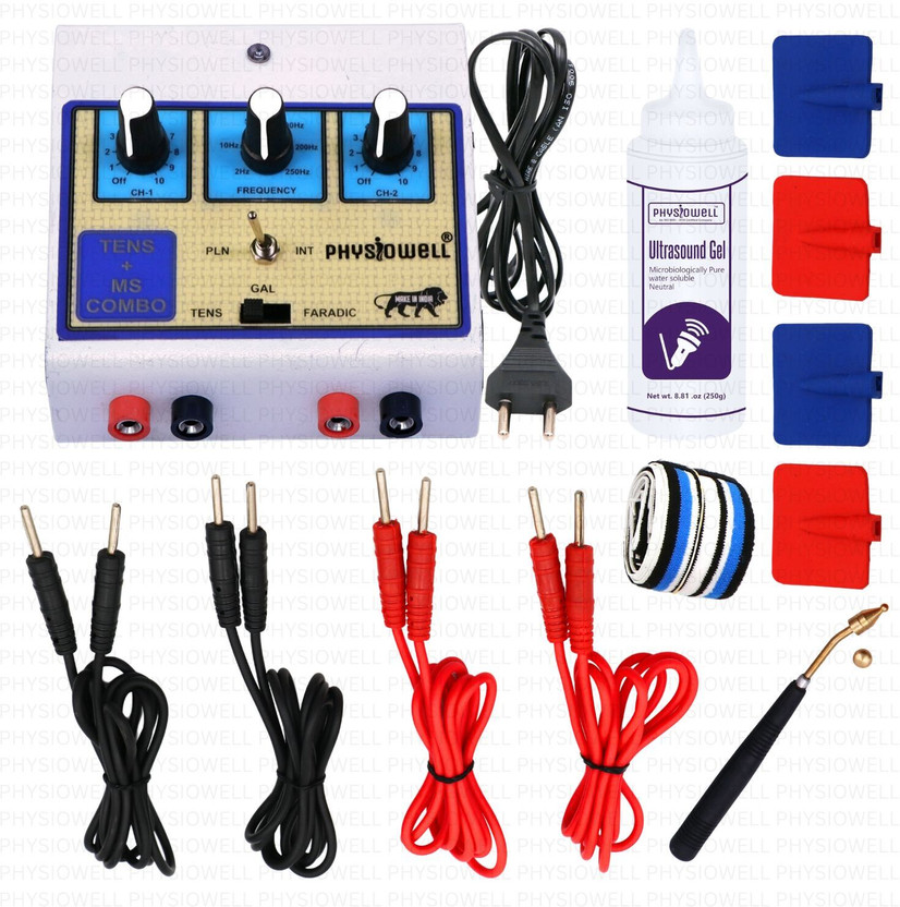 Physiowell Mini MS and Tens Combi Physiotherapy Mini Muscle Stimulator with Tens Combination Machine for Pain Relief with 1 Year Warranty Physiotherapy Equipment Electrotherapy Device(PWL0221)