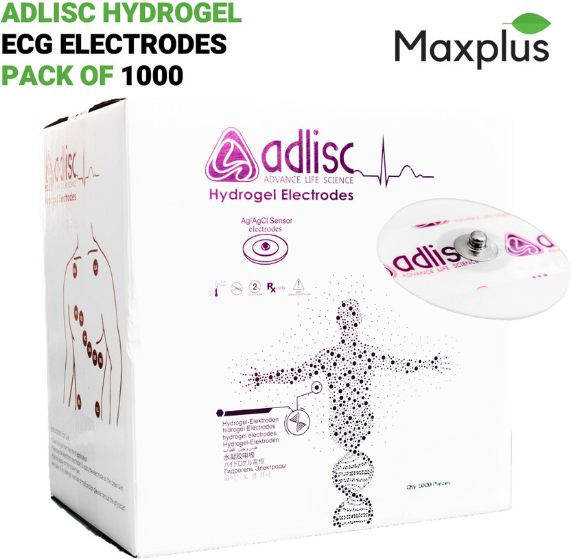 Max Plus | ADLISC 1000Pcs - Hydrogel ECG Electrodes | Disposable | General Use | ECG Electrode Electrotherapy Device(AH43-O)
