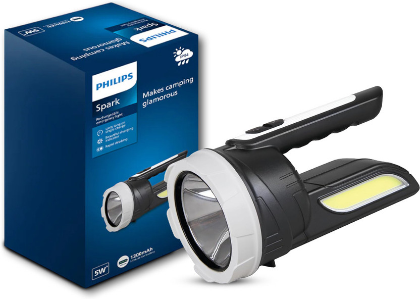 PHILIPS SPARK 5W Rechargeable LED Lantern with backup upto 5.5 hrs Torch Emergency Light(Black)