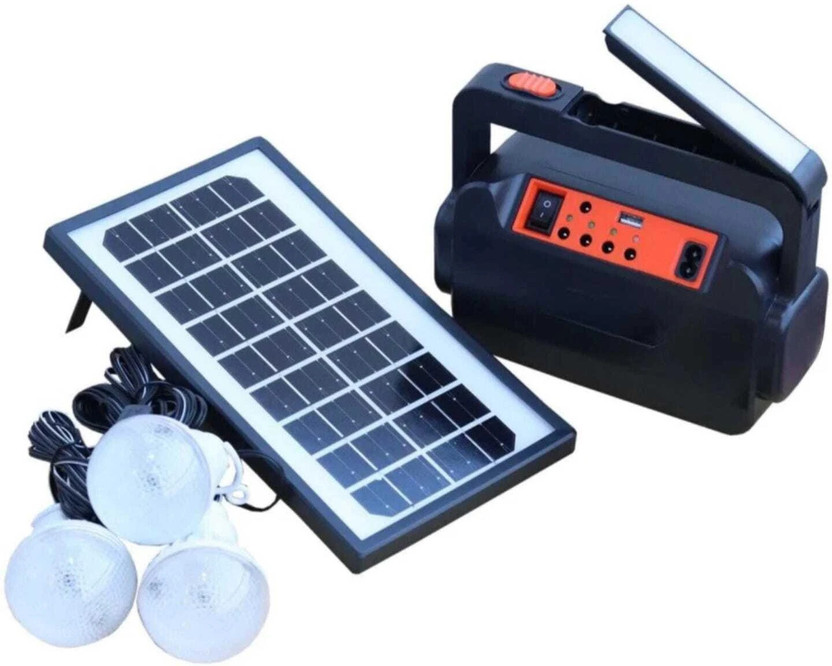 PICSTAR RL-4890 Solar Emergency Light with 3 LED Bulbs, Phone Charging & 6 Hr Backup 6 hrs Flood Lamp Emergency Light(Black, Orange, White)