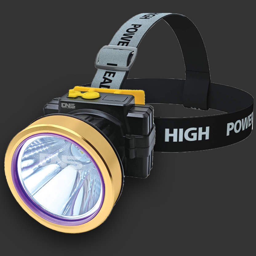 Daily Needs Shop Rechargeable Headlamp With Straps 200W Laser For Outdoor Usage 3600 mAh Battery 5 hrs Torch Emergency Light(Gold)