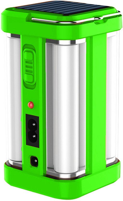 FIRSTLIKE Rechargeable 4 Side Tube With 2 Multiple Mode Extra Bright DC / Solar Lantern 7 hrs Lantern Emergency Light(Green)