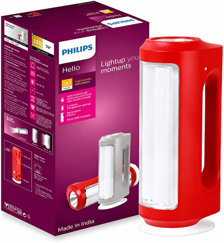 PHILIPS 5W Helio Rechargeable LED 8 hrs Lantern Emergency Light(Red)