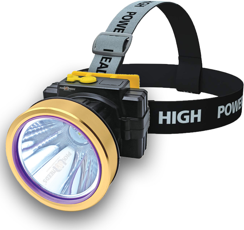 Pick Ur Needs 200W Laser Rechargeable Headlamp With Straps For Outdoor Usage 3600 mAh Battery 5 hrs Torch Emergency Light(Golden)