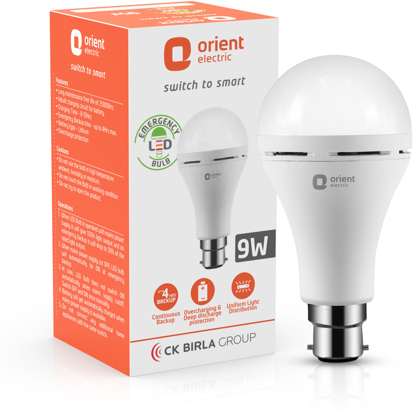 Orient Electric 9W Rechargeable Inverter LED 4 hrs Bulb Emergency Light(Cool White)