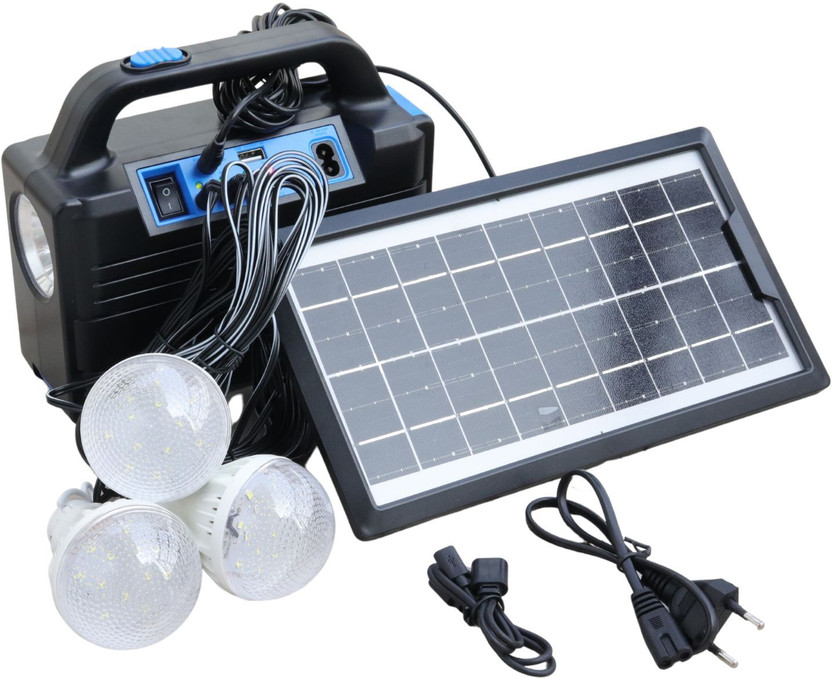 Smuf RL-5390 Portable Solar Inverter + 3 Bulb + LED Lamp + Mobile Charging 8 hrs Flood Lamp Emergency Light(Multicolor)