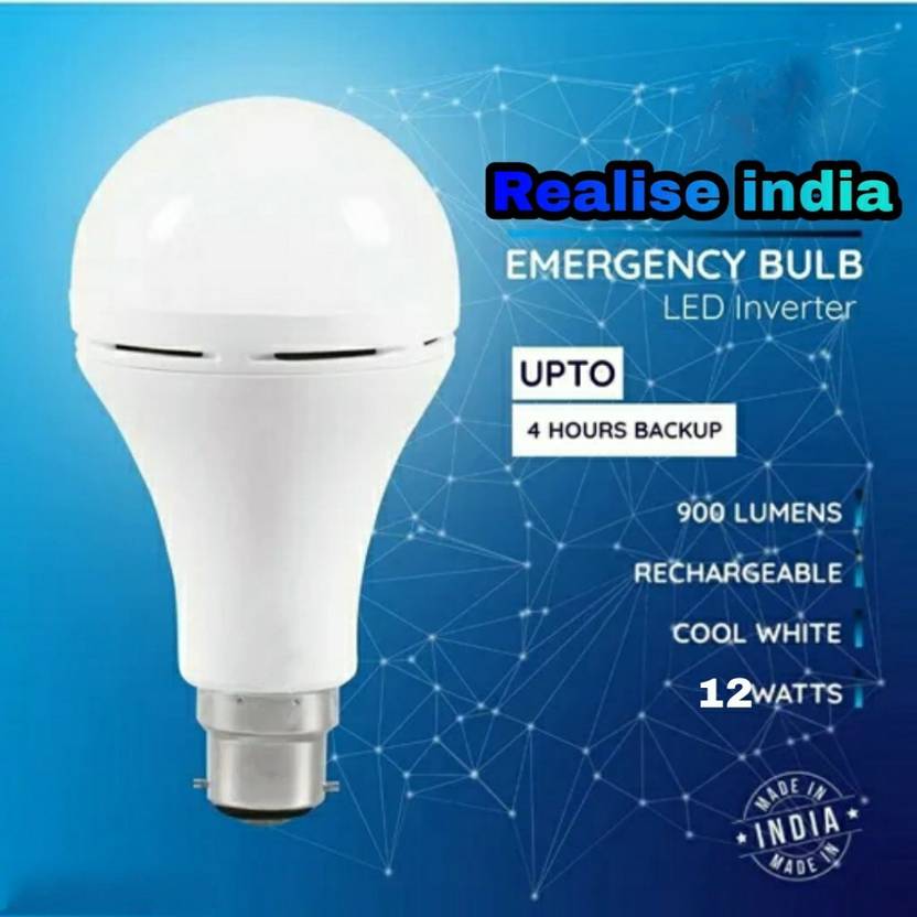 Realise India 12 Watts Rechargeable B22 LED White Emergency Inverter