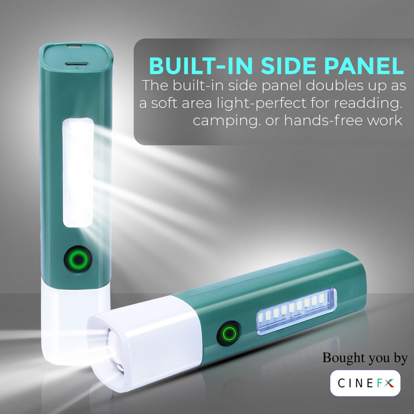Cinefx Rechargeable Tactical Torch with Zoom Focus, SOS Mode, 1200mAh Battery 6 hrs Torch Emergency Light(Multicolor)