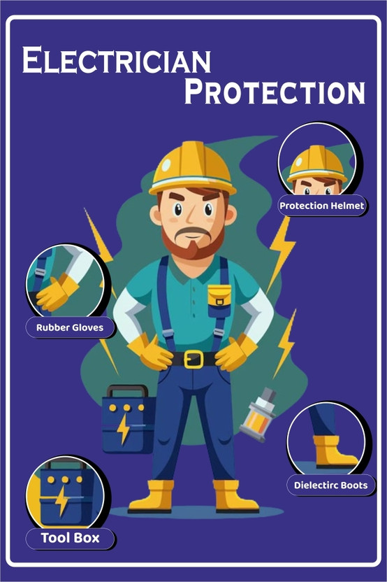 Ordershock Electrician Protection Sun Board For Electrician Company, 12x18 Inches Emergency Sign