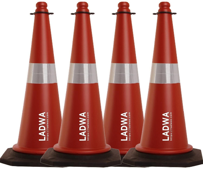 Ladwa 4 Pcs 750mm Impact Resistant Road Traffic Safety Cones with Reflective Emergency Sign(Reflective Sign)