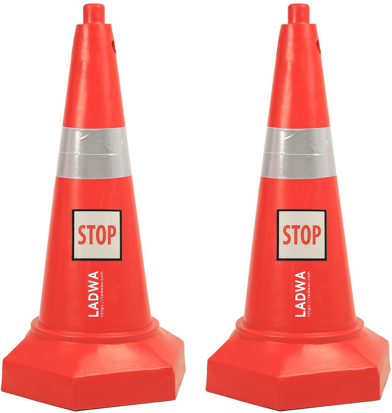 Ladwa SAND FILLED Ballast Road Traffic Safety Cone with Stop Sign Emergency Sign(Reflective Sign)
