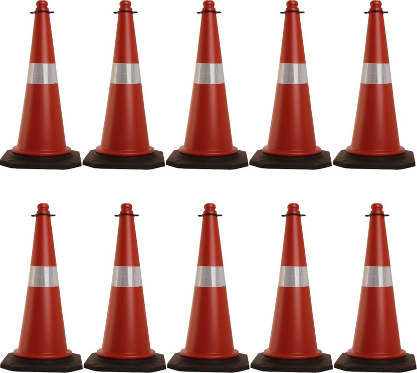Ladwa 750mm Impact Resistant Road Traffic Safety Cones (Universal Size) Pack of 10 Emergency Sign(Reflective Sign)