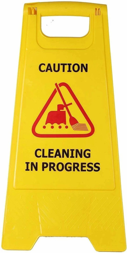 KR STORE Cleaning in Progress Sign – Foldable Yellow Plastic Safety Board Emergency Sign(Reflective Sign)