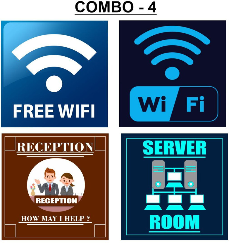 komstec Combo Of 6 Sign Board For Cafes, Restaurants, Hotels, Internet Cafes & Offices Emergency Sign